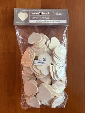 Artlicious WoodHeart 1.5 Inch Unfinished Plywood Hearts • 125 Count • NWT